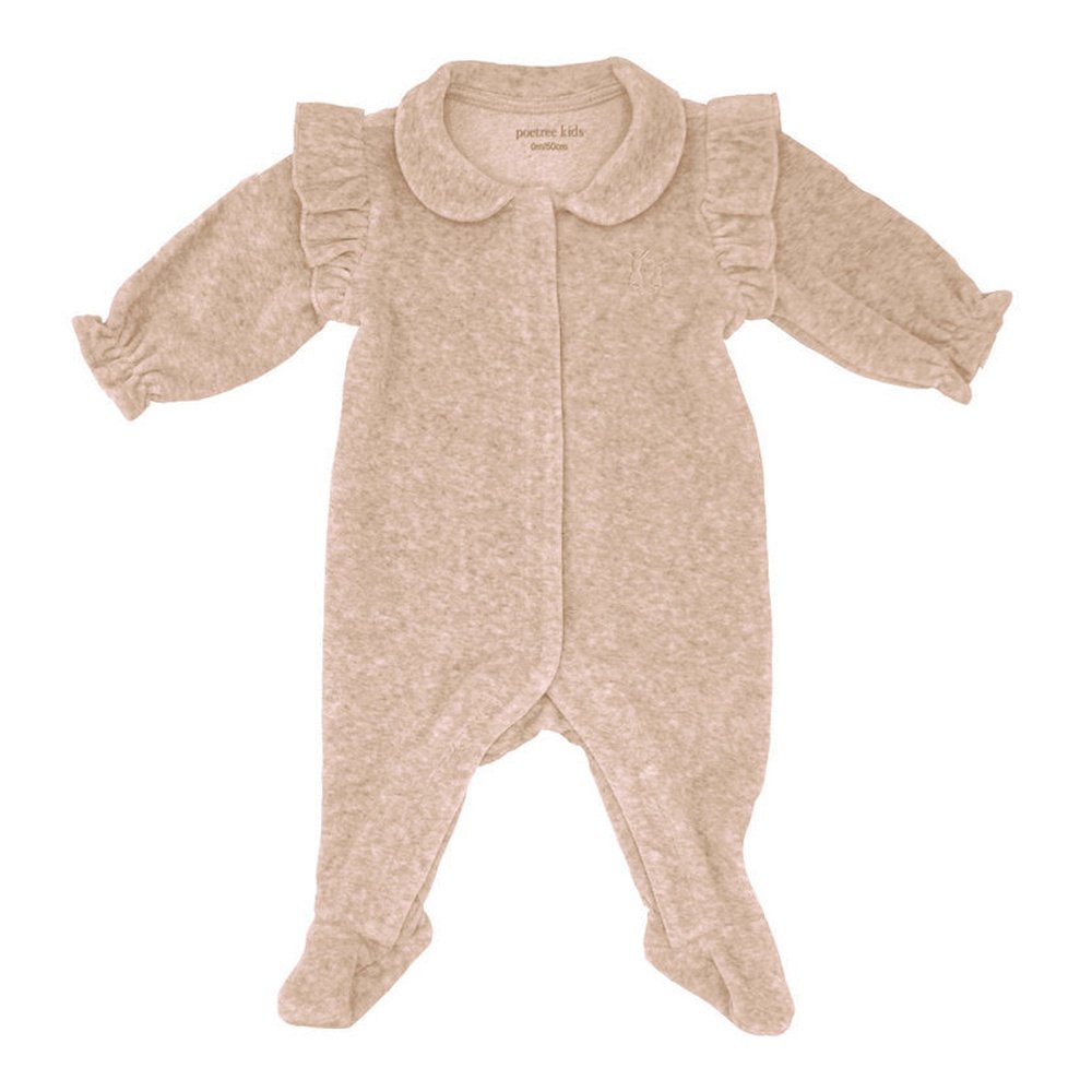 BABYPAKJE EN VELOURS ULTRA DOUX CAMEL À VOLANTS