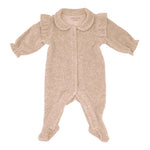 BABYPAKJE EN VELOURS ULTRA DOUX CAMEL À VOLANTS
