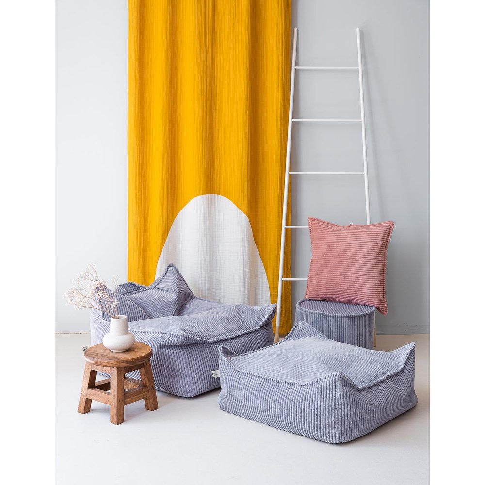 Fauteuil pouf bleu myrtille