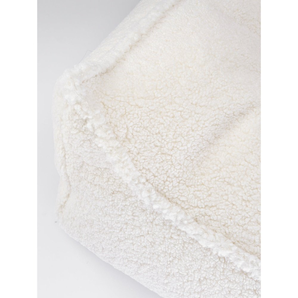 Fauteuil pouf blanc crème