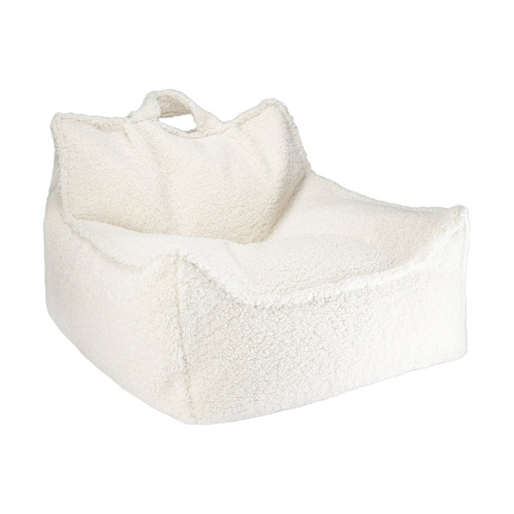 Fauteuil pouf blanc crème
