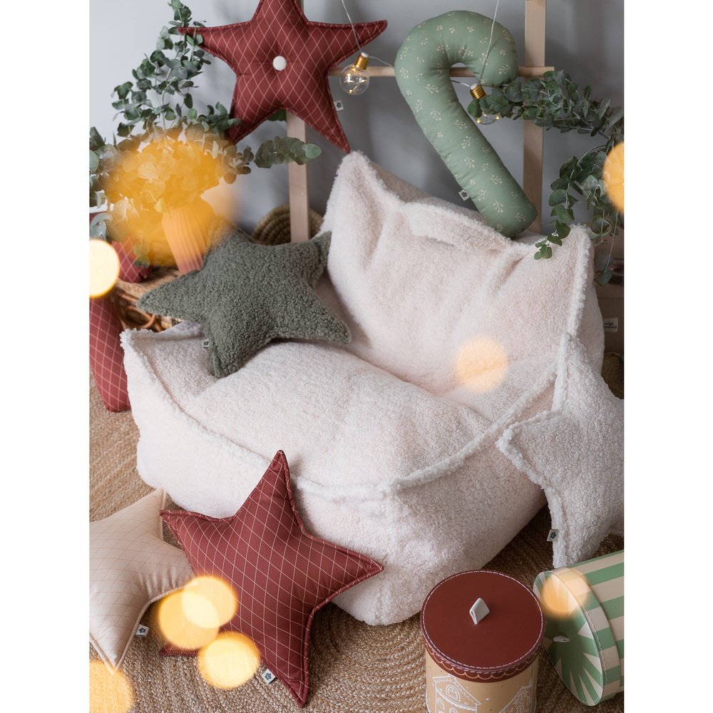 Fauteuil pouf blanc crème