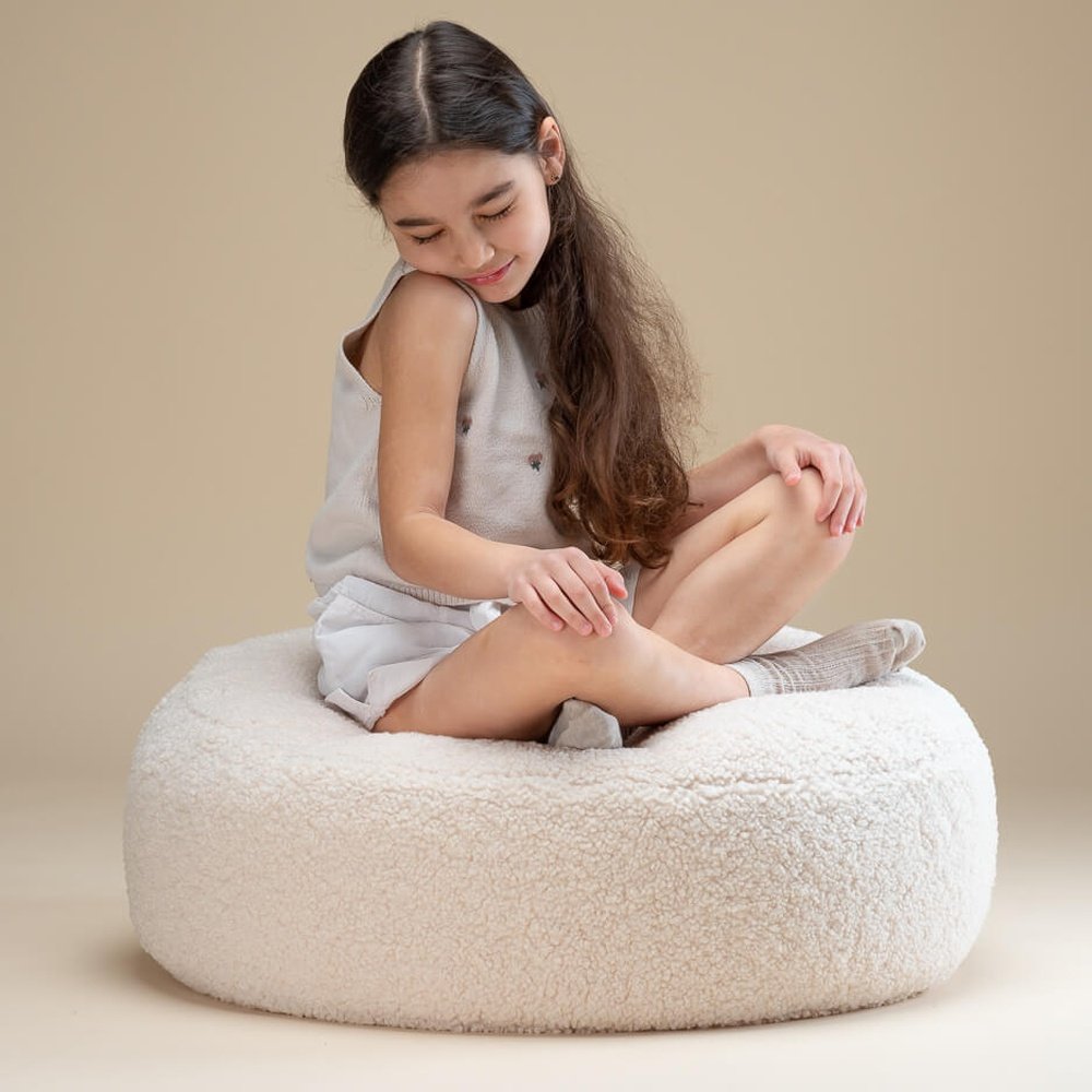 POUF ROND - POUF BLANC CRÈME