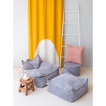 Pouf carré bleu myrtille